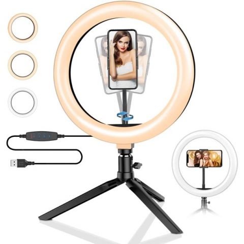 Selfie Ring Light With Tabletop Tripod, Tabletop Ring Light With Phone Holder